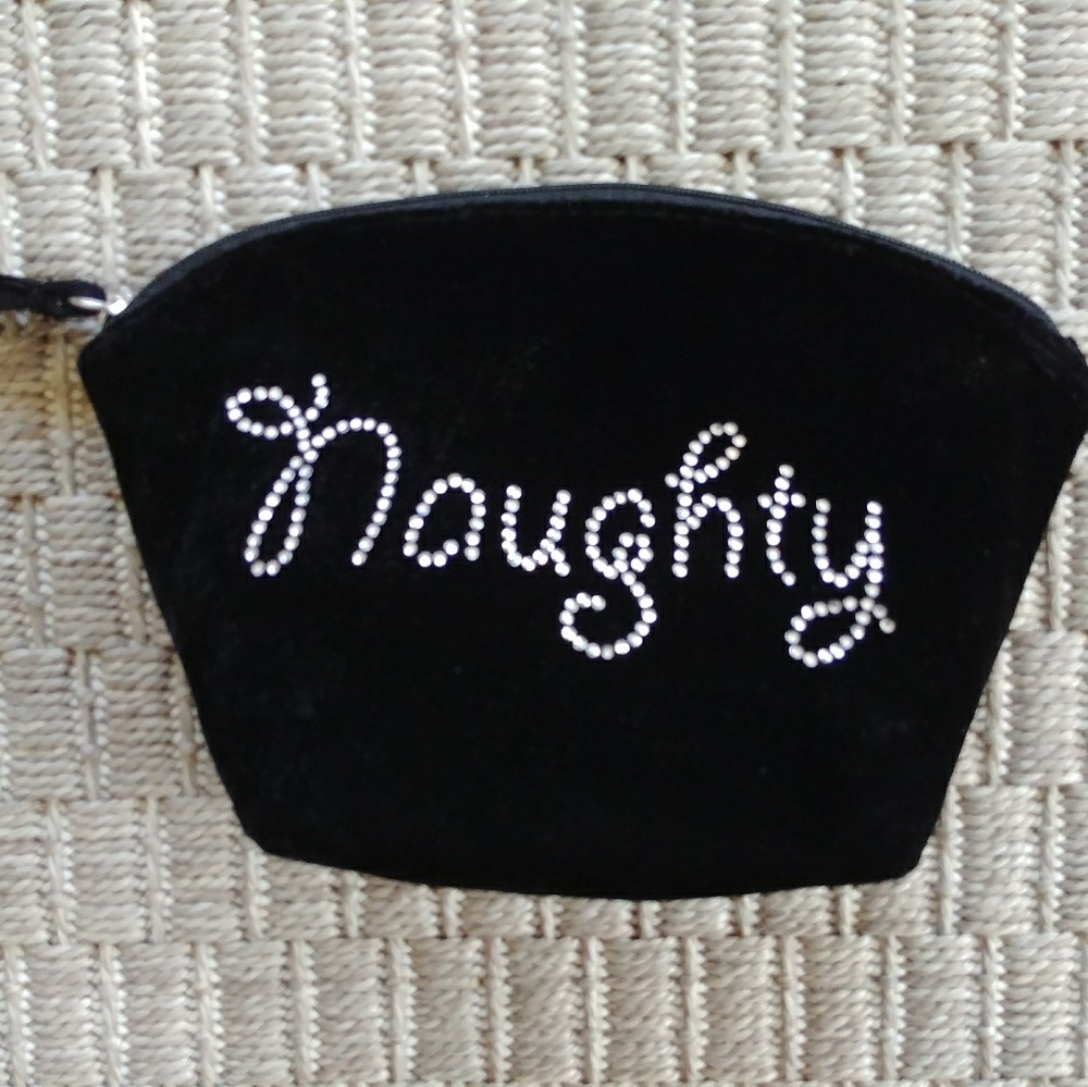 Velvet Naughty & Nice New Small Black Makeup Bag